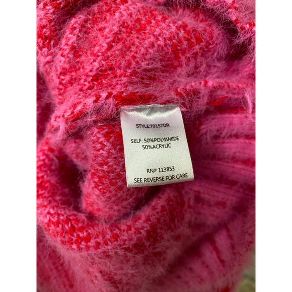 Sugar + Lips Chevron Sweater Hot Pink Red Cozy Knit Buttery Soft Modern Trendy - Picture 6 of 7